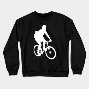 White Silhouette- Bike Rider Crewneck Sweatshirt